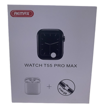 Ceas Inteligent T55 Pro Max cu 2 curele Albe si Casti Wireless - 1