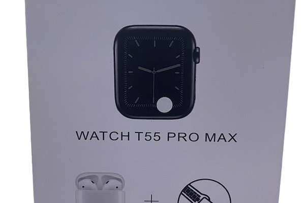 Ceas Inteligent T55 Pro Max cu 2 curele Albe si Casti Wireless