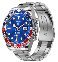 Ceas Smartwatch bratara ARGINTIE otel inoxidabil Bluetooth ROSU ALBASTRU - 1