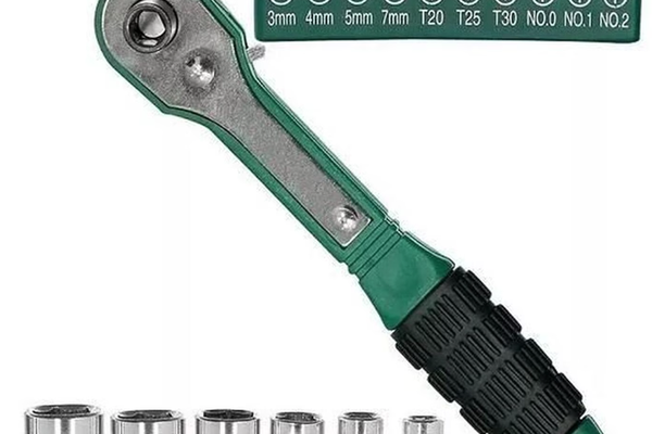 Cheie  8 piese tip clichet  maner VERDE  (10 biti si 6 tubulare 1/4 ) multifunctionala