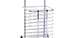 Cos de cumparaturi pliabil cu 4 roti argintiu