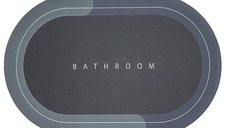 Covor de Baie GRI Antiderapant si Absorbant Model Bathroom Oval 58 x 78 cm