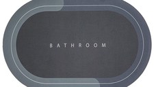 Covor de Baie GRI Antiderapant si Absorbant Model Bathroom Oval 58 x 78 cm