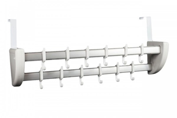 Cuier dublu pentru montare pe usa, 14 x 55 cm