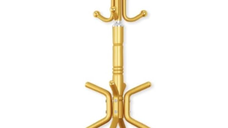 Cuier modern din metal cu cos de depozitare pentru palarii si haine AURIU