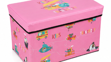 Cutie pliabila pentru depozitare tip taburet ROZ 48x31x31 cm cu desene dreptunghiulara