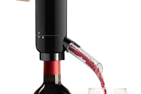 Dispenser si Aerator Electric pentru Sticla de Vin LED Negru