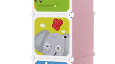 Dulap modular cu desene 3 compartimente colorat pentru camera copiilor