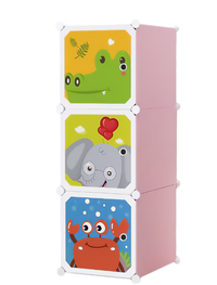 Dulap modular cu desene 3 compartimente colorat pentru camera copiilor - 1