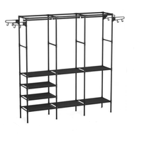 Dulap pliabil structura metalica rafturi multiple negru 162x43x173 cm - 1
