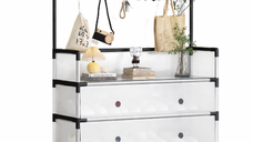 Dulap tip cuier multifunctional cu 4 sertare 8 carlige si suport haine BA