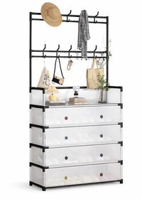 Dulap tip cuier multifunctional cu 4 sertare 8 carlige si suport haine BA - 1