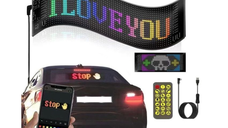 Ecran LED flexibil pentru masina control wireless prin aplicatia mobila alimentat prin USB 12x60