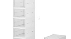 Etajera pentru pantofi cu 6 rafturi pliabila plastic de calitate transparent si rezistent