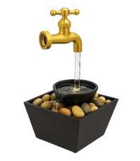 Fantana decorativa cu robinet cu lumina si pietre tip cascada - 1