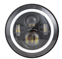 Far LED 7 inch Jeep H4 cu Angel Eyes Alb/Galben DRL + Semnalizare - 1