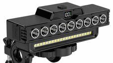 Far LED Multifunctional pentru Bicicleta cu Claxon si Suport Telefon Reincarcabil USB