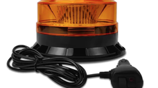 Girofar led efect de roatie 12v 24v cu magnet si mufa de bricheta lumina galbena
