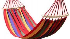 Hamac Multicolor cu Bara de Lemn 80x200 cm din Bumbac