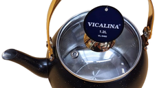 Ibric Ceai VL-9460 Vicalina NEGRU 1.2L cu Capac Transparent