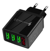 Incarcator PRIZA 3 USB cu DISPLAY LED Inteligent negru Adaptor 220V - 1