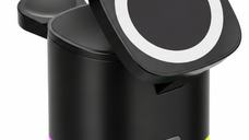 Încărcător Wireless 3 în 1 Andowl Q-A63 - 20W Fast Charging cu Iluminare RGB
