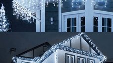 Instalatie 20 metri ALB RECE 500 LED tip turturi franjuri