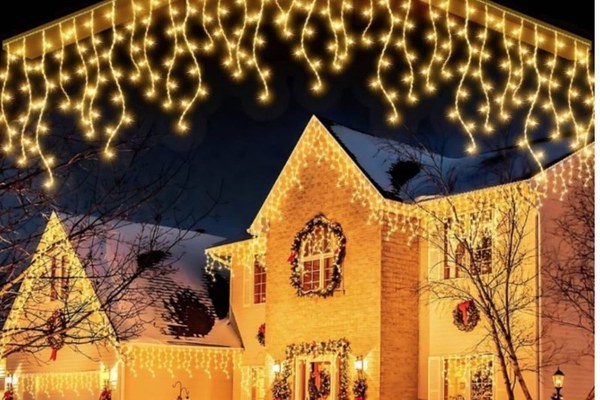 Instalatie 30 metri ALB CALD 1200 LED tip turturi franjuri