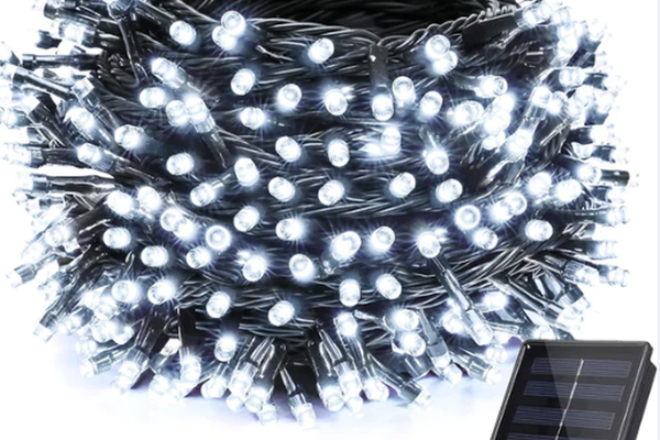 Instalatie Craciun Solara ALB RECE 500 Led 50 metri 7 jocuri lumini si telecomanda