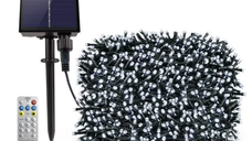 Instalatie solara 1000 LED de 100 metri cu telecomanda pentru exterior ALB RECE HS