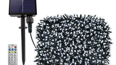 Instalatie solara 1000 LED de 100 metri cu telecomanda pentru exterior ALB RECE HS