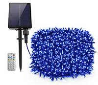 Instalatie solara 1000 LED de 100 metri cu telecomanda pentru exterior ALBASTRA HS - 1