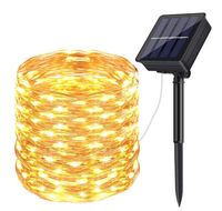 Instalatie solara 30 metri cu 300 LED fir CUPRU telecomanda ALB CALD - 1
