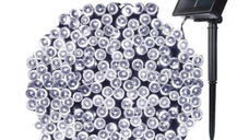 Instalatie solara decorativa lungime 30 metri cu 300 LED ALB RECE