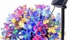 Instalatie solara flori de cires RGB cu 50 led-uri multicolor
