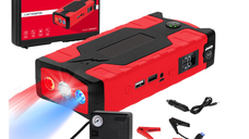 Jump starter power bank cu cabluri de pornire si compresor 10.000 mAh cutie de transport
