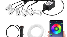 Kit 4 Benzi LED Lumini Ambientale auto RGB Control din Aplicatie Telefon