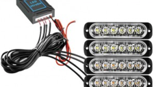 Kit 4 lumini stroboscop 7 functii 12V Galben