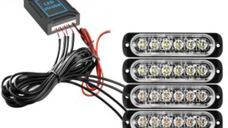 Kit 4 lumini stroboscop 7 functii 12V Galben