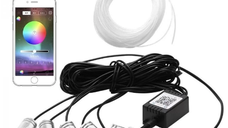 Kit 5 Benzi LED Lumini Ambientale auto RGB Control din Aplicatie Telefon 6 Metrii