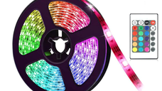 Kit Banda LED RGB cu Telecomanda 300 LED uri Lungime 5m 220V BS