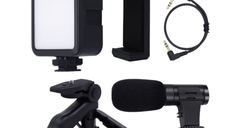 Kit de vlogging cu trepied LED video și suport pentru telefon Q ZJ09
