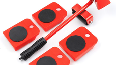 Kit Mutat Mobilier 4 Platforme cu roti si 1 Parghie metalica
