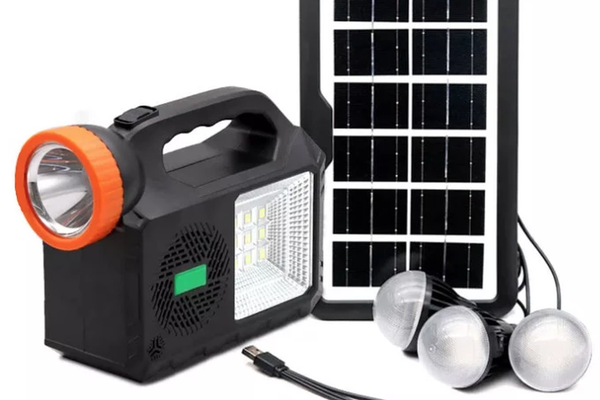 Kit solar de iluminare GD Times GD-102, 3 becuri, boxa BT, radio, 80W XL