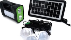 Kit solar GD-17 cu lampa multifunctionala panou solar si 3 Becuri