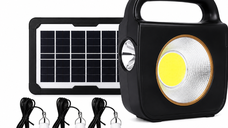 Kit solar pentru Iluminat CC002 1 cu Panou si 3 Becuri putere 100W