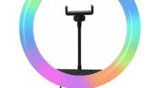 Lampa Circulara Profesionala LED Ring Light RGB 33cm Q MG33