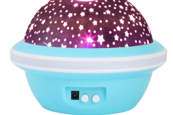 Lampa de veghe rotativa cu proiectie de stele si luna model planeta ALBASTRA