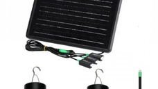 Lampa impermeabila pentru exterior CC9015 cu 2 becuri tip aplice si panou solar