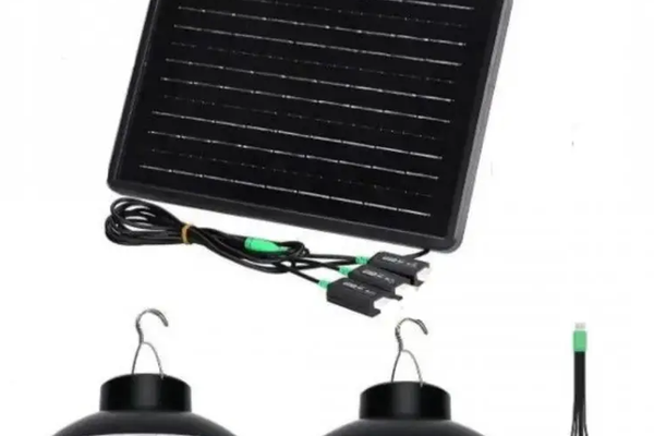Lampa impermeabila pentru exterior CC9015 cu 2 becuri tip aplice si panou solar